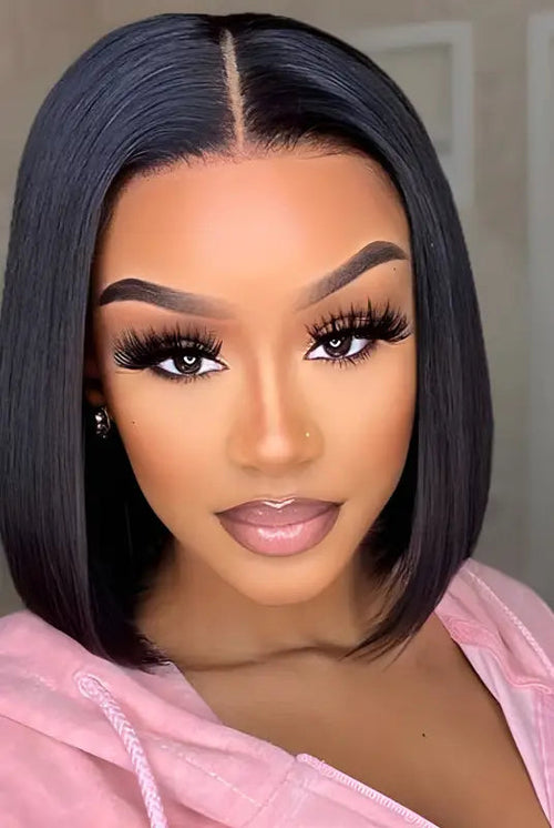 Alice | Perruque en cheveux humains coupe long bob avec lace front 4x4.