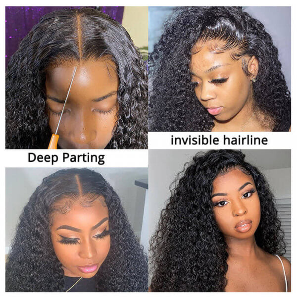 Perruque closure HD lace 5x5 bouclée profonde (Deep Curly), en cheveux humains premium.