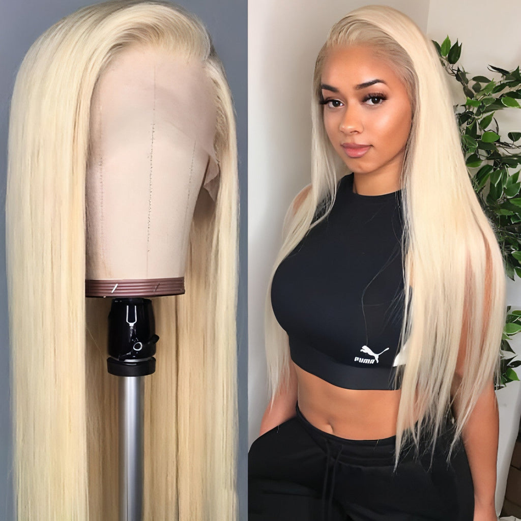 Perruque avec bandeau « VelvetGlow », blonde.