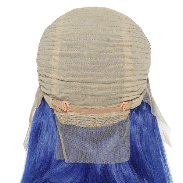 erruque bob lisse bleu vif 13x4 lace front – cheveux humains premium
