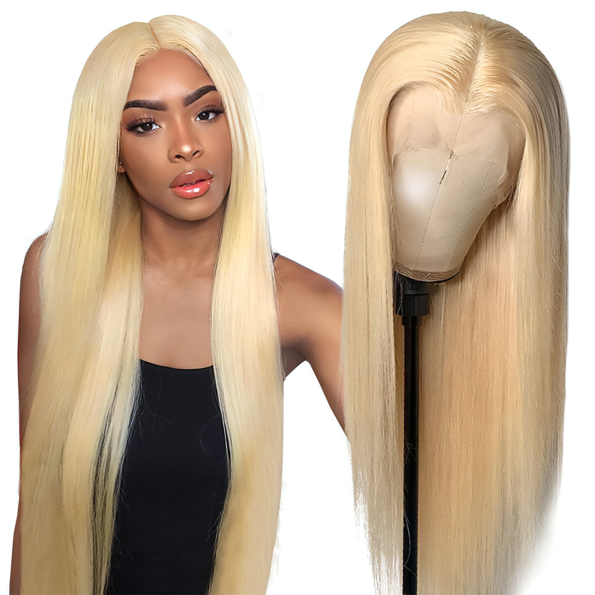Perruque avec bandeau « VelvetGlow », blonde.
