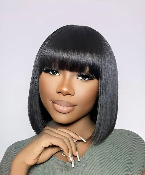 Alice | Perruque en cheveux humains coupe long bob avec lace front 4x4.