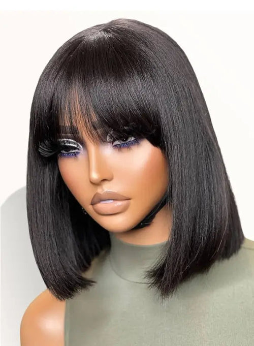 Alice | Perruque en cheveux humains coupe long bob avec lace front 4x4.