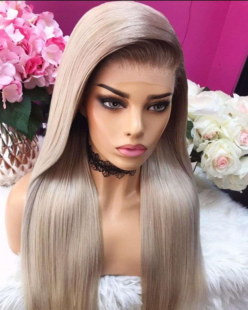 Perruque blonde platine