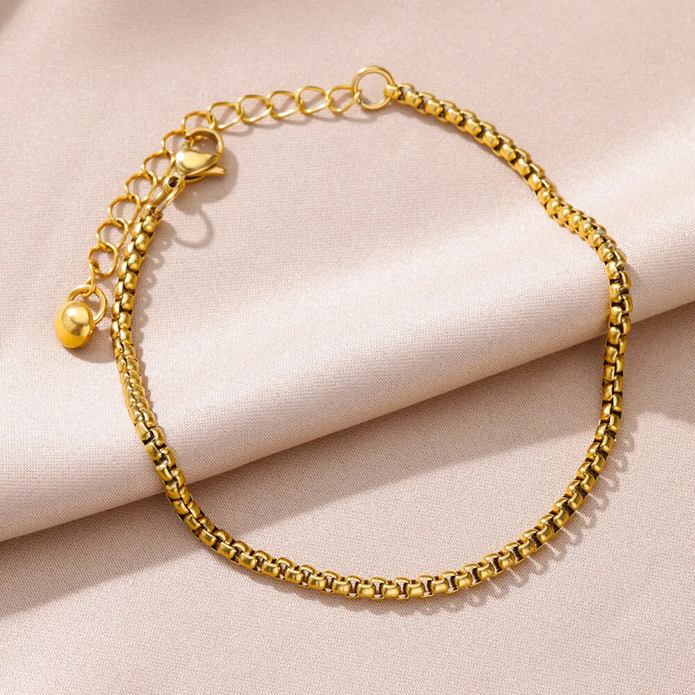 Bracelet de cheville pour femme – Accessoire d'été pour la plage – Chaîne en acier inoxydable avec perles d'imitation