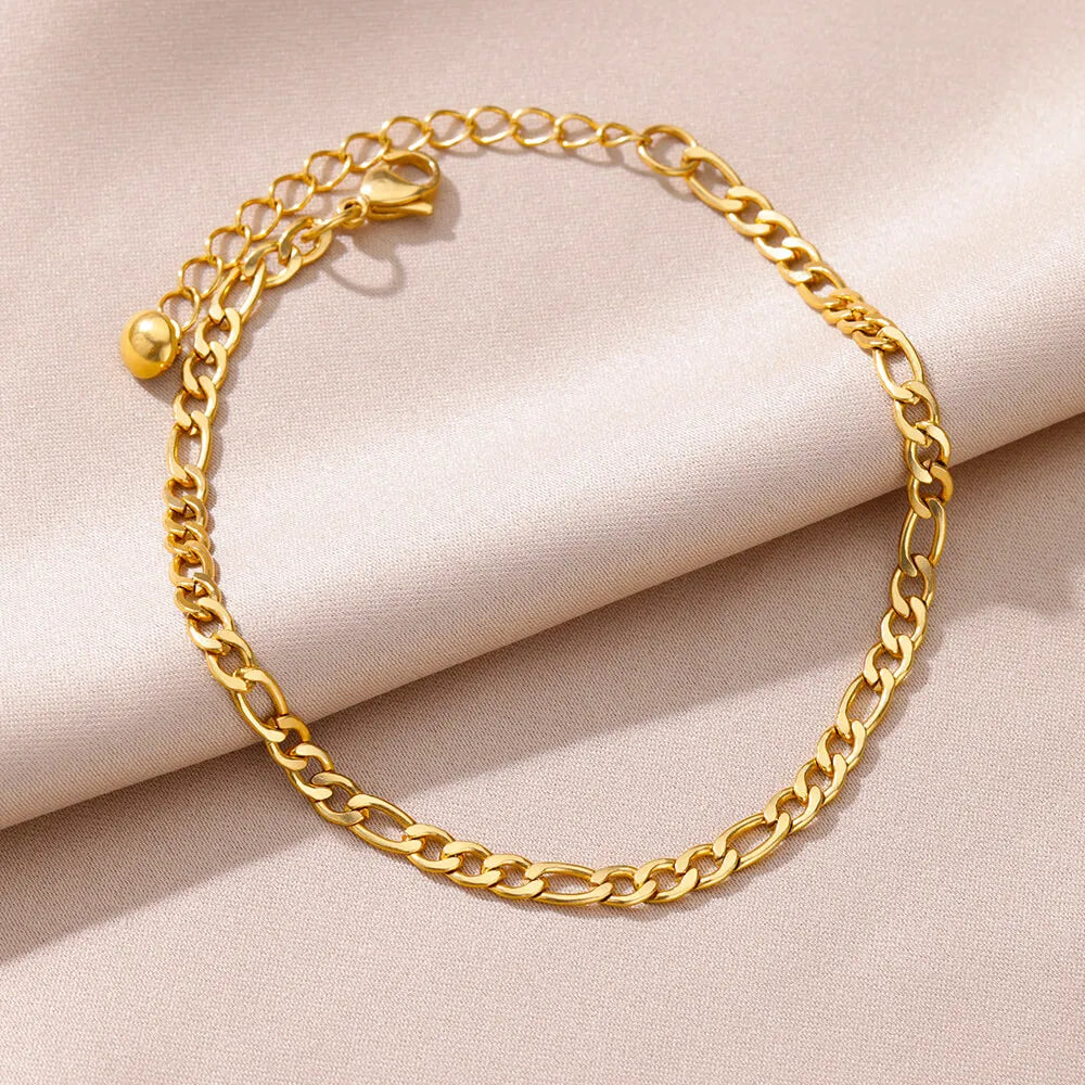 Bracelet de cheville pour femme – Accessoire d'été pour la plage – Chaîne en acier inoxydable avec perles d'imitation