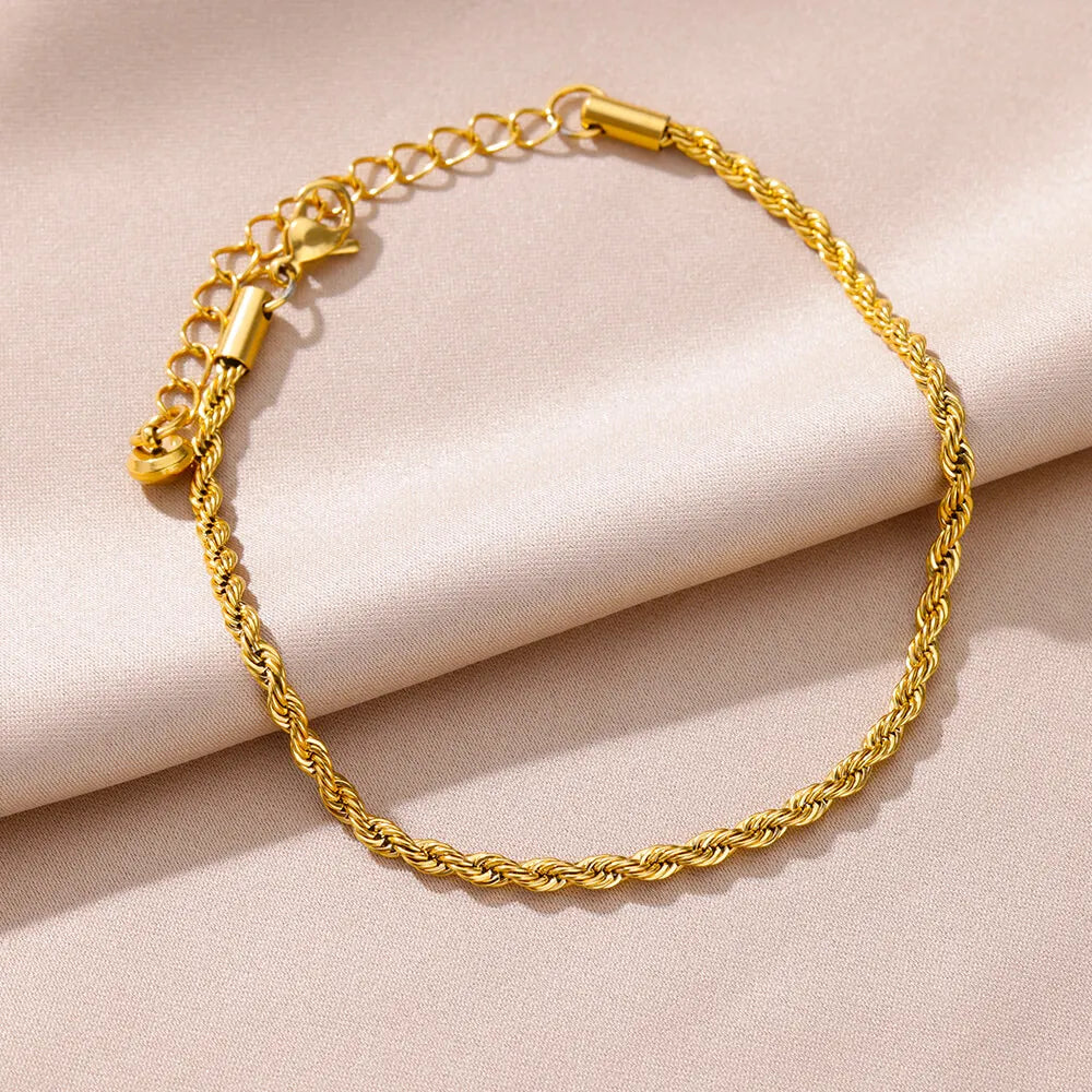 Bracelet de cheville pour femme – Accessoire d'été pour la plage – Chaîne en acier inoxydable avec perles d'imitation