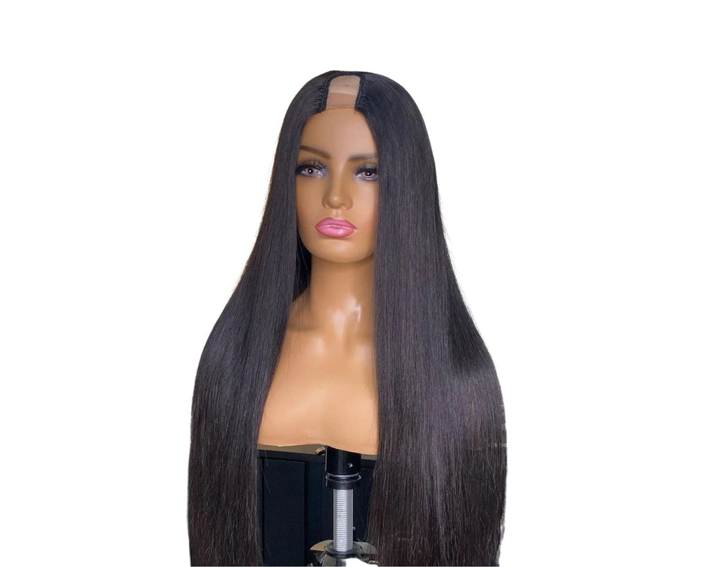 Perruque U Part – cheveux humains lisses pour femmes (brésilien)