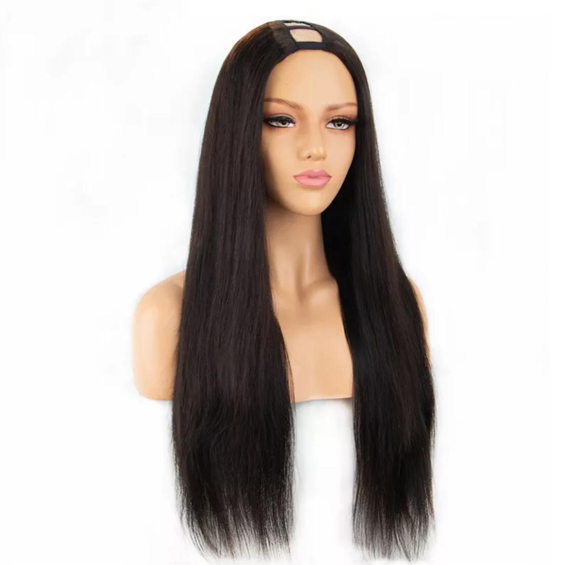 Perruque U Part – cheveux humains lisses pour femmes (brésilien)