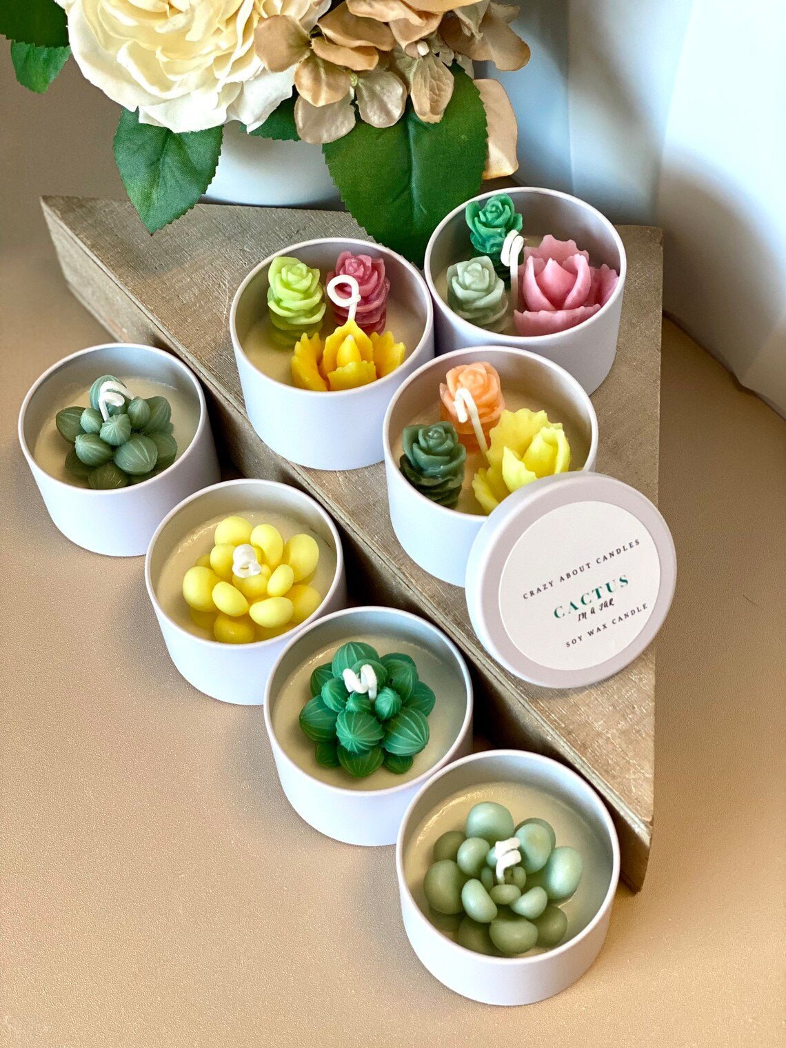 Bougie en pot “Cactus” – cire de soja parfum désert, fabriquée à la main aux États-Unis