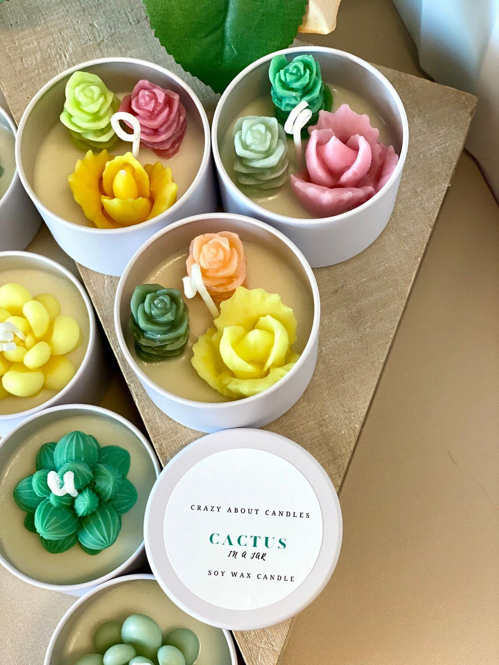 Bougie en pot “Cactus” – cire de soja parfum désert, fabriquée à la main aux États-Unis