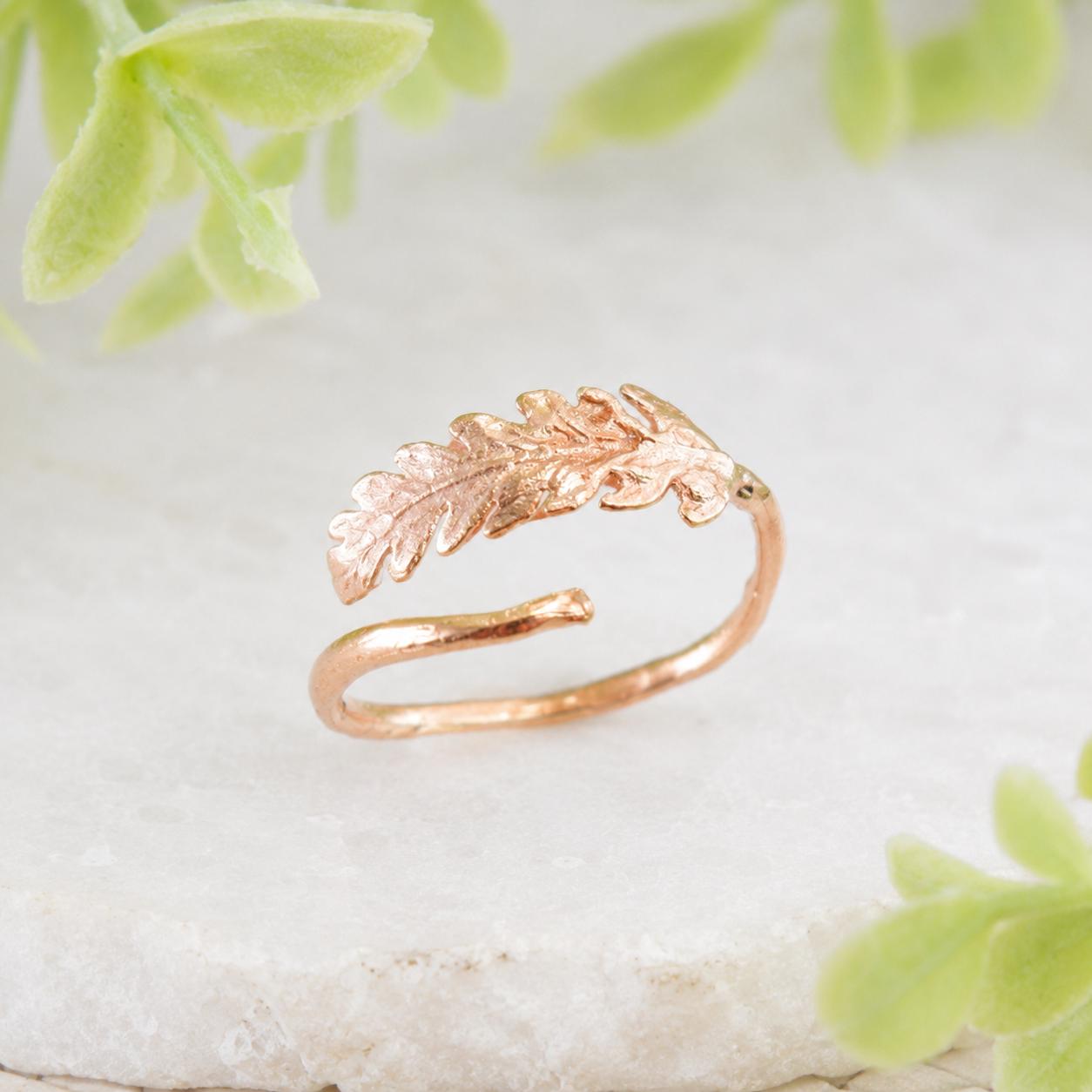 Bague en or avec véritable fougère, bijou minimaliste fait main, anneau au motif végétal (forêt), cadeau de la nature pour la santé et la protection, argent sterling 925.