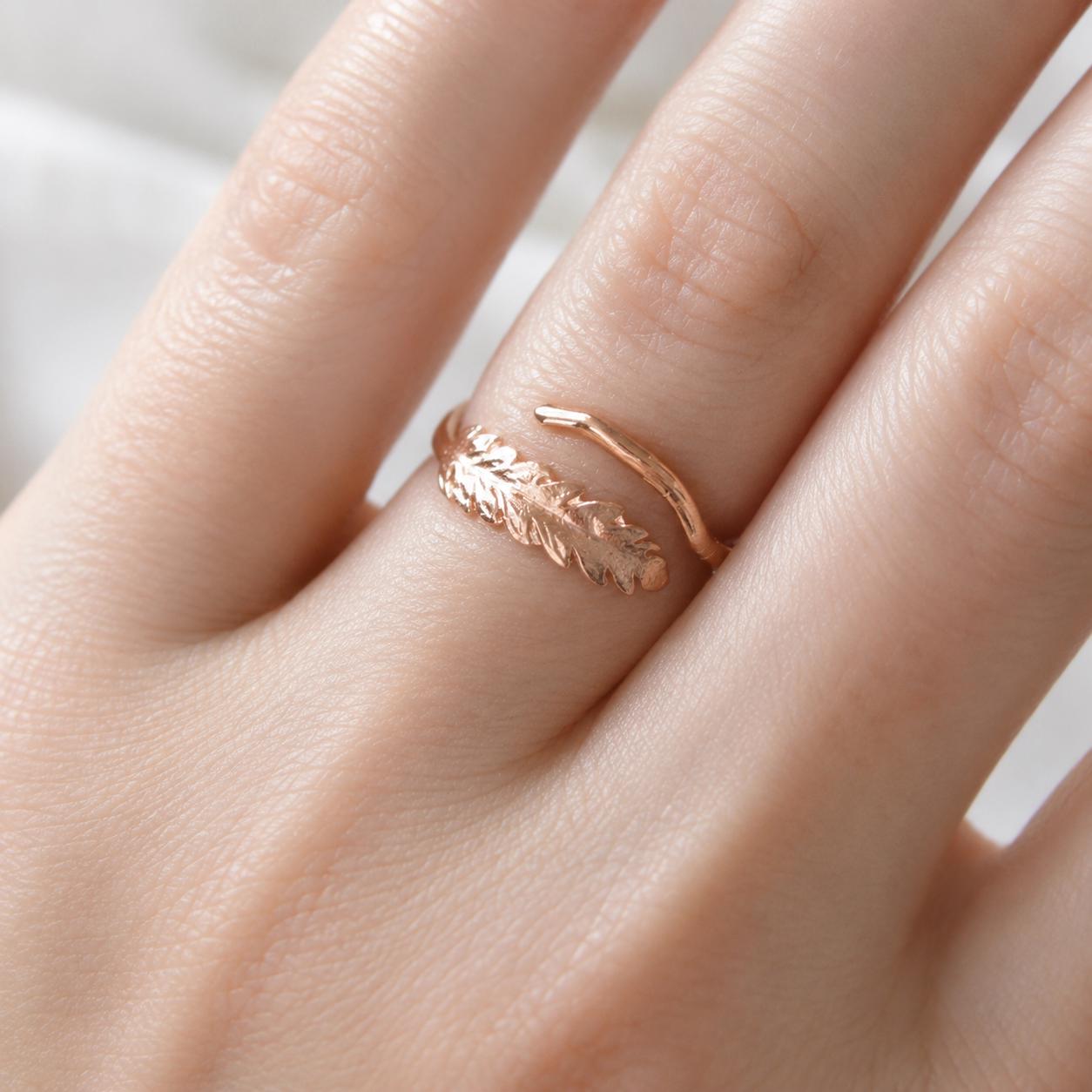 Bague en or avec véritable fougère, bijou minimaliste fait main, anneau au motif végétal (forêt), cadeau de la nature pour la santé et la protection, argent sterling 925.
