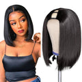 Perruque courte coupe bob en U part, cheveux humains raides, cheveux brésiliens Remy, perruque sans colle