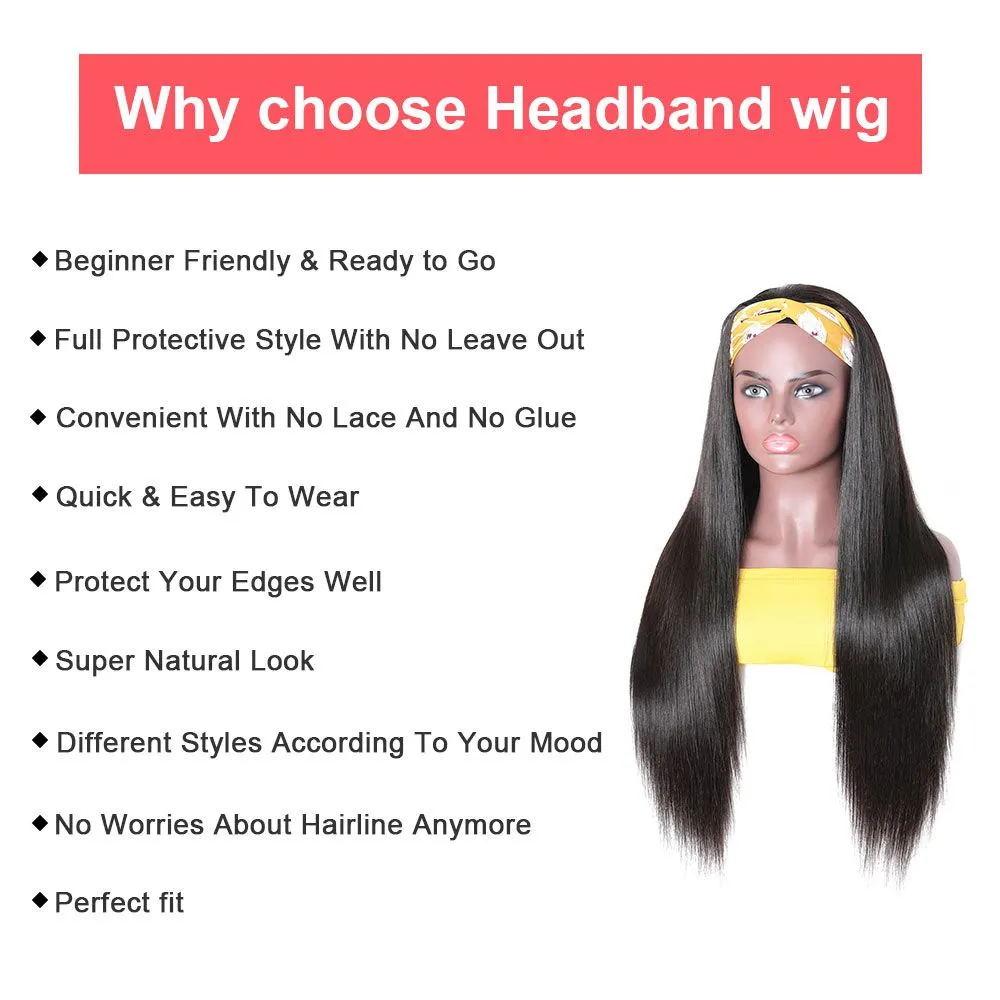 Perruque U Part – cheveux humains lisses pour femmes (brésilien)