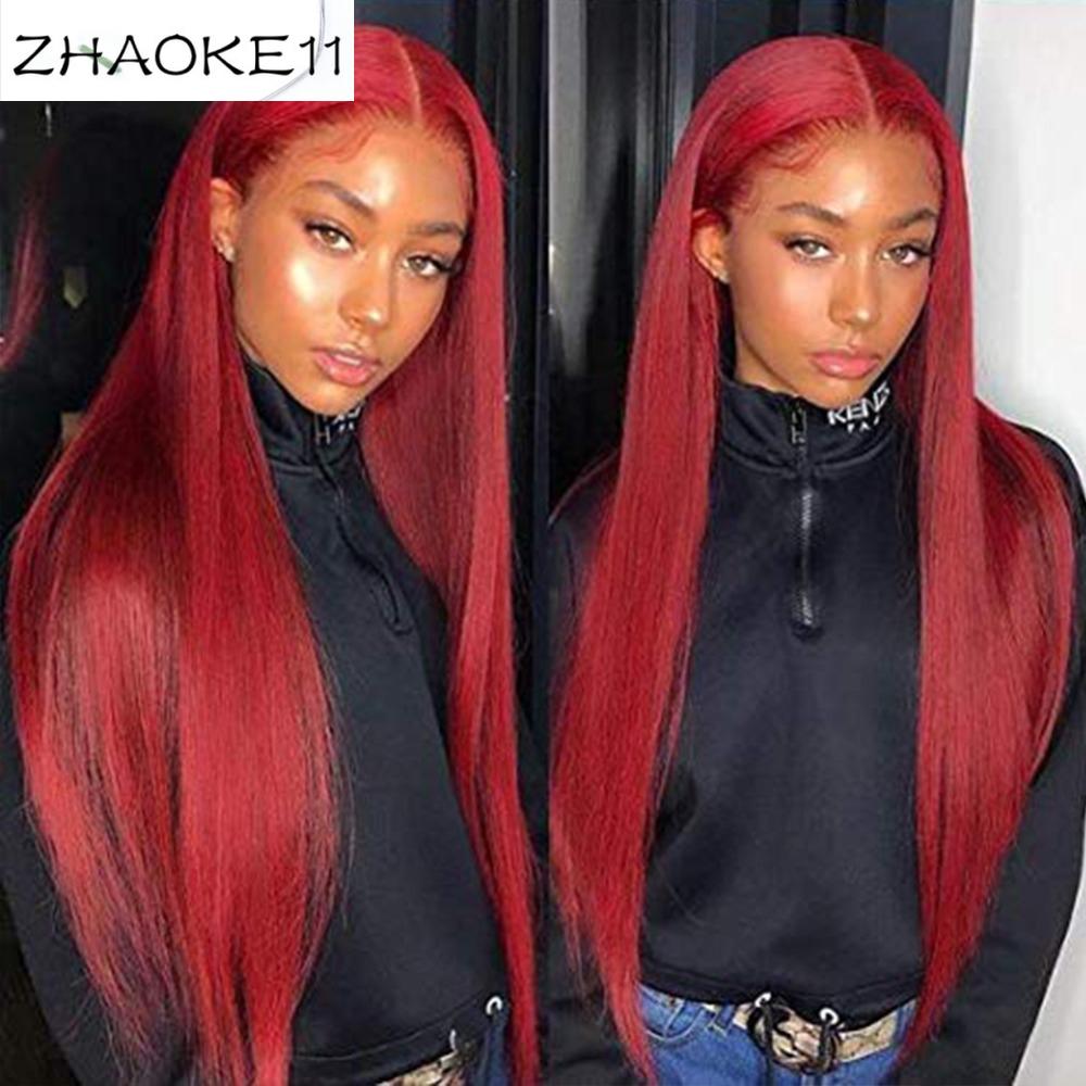 Perruque en cheveux humains avec lace front rouge, perruque en cheveux humains couleur rouge 99J avec frontal 360 lace.