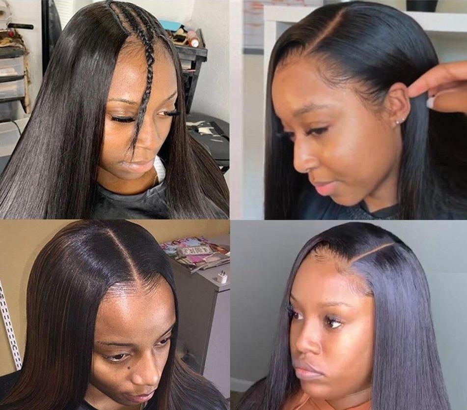 Perruque courte coupe bob en U part, cheveux humains raides, cheveux brésiliens Remy, perruque sans colle